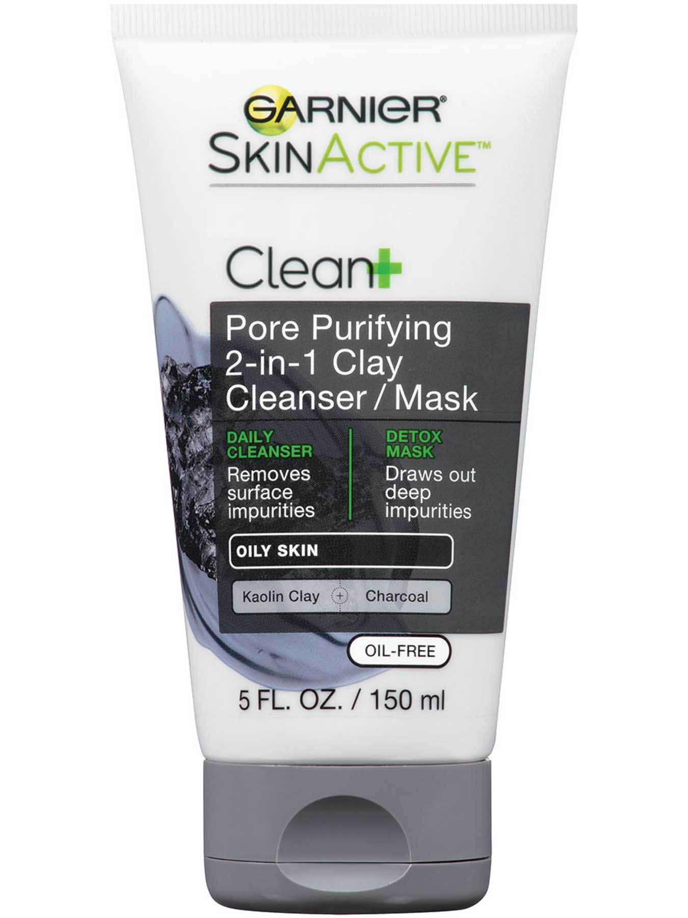 Garnier SkinActive Clean+ Pore Purifying 2-in-1 Clay Cleanser/Mask for Oily Skin - Skin Care Product for Oily Skin